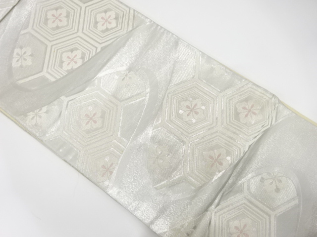 JAPANESE KIMONO / ANTIQUE FUKURO OBI / SILK / WOVEN FLORAL KIKKO